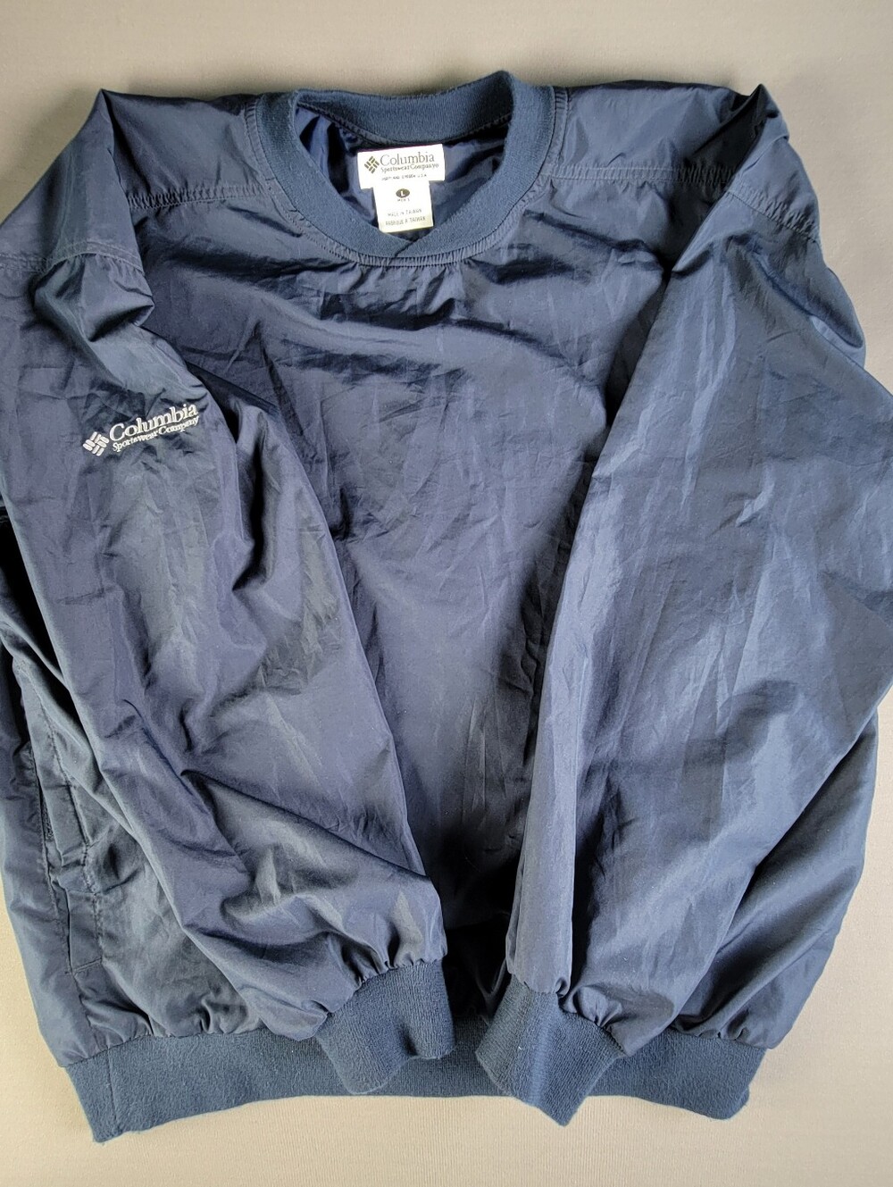 Columbia Navy Blue Crewneck Wind Shell Pullover